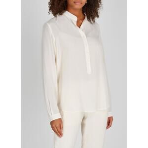 Stella McCartney Eva Cream Silk 3/4 Button Mandarin Collar Blouse 42 / M